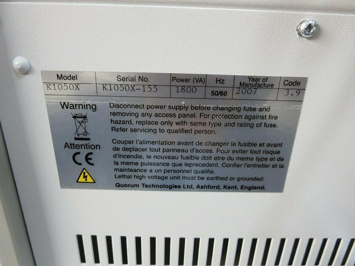 Used Emitech, K1050X, Plasma Asher, Will NOT Power On Read Description