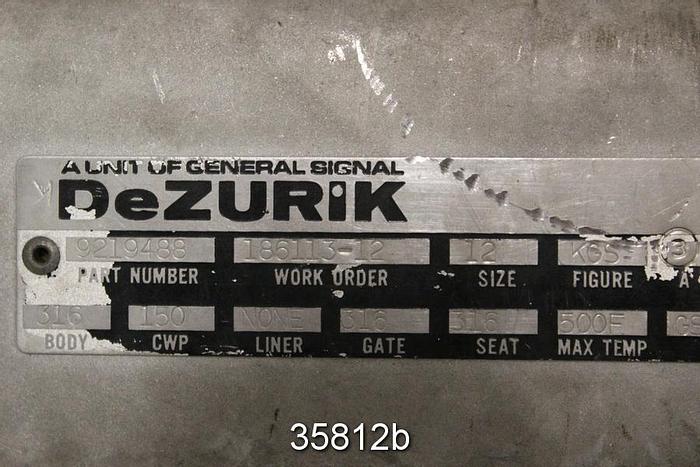 Used Dezurik 12" Air Operated Knife Gate Valve, 9219488 #35812