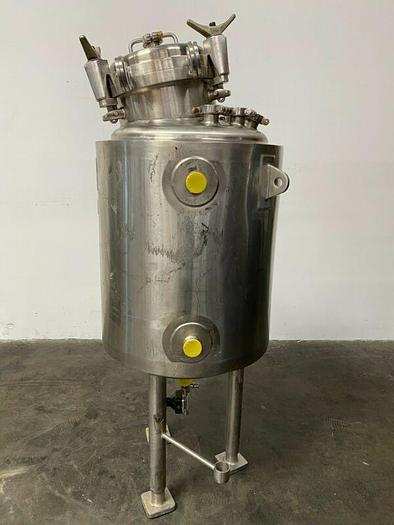 Used LEE 150 Liter Stainless Steel Jacketed 45 PSI Reactor w/ Sight Glass & Valves