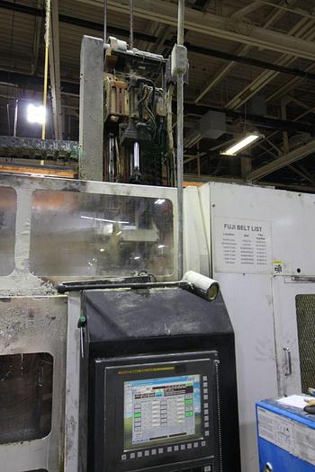 Used FUJI ANS-320TTS TWIN TURRET CNC LATHE WITH ROBOT LOAD/UNLOAD AND STOCKER TABLES