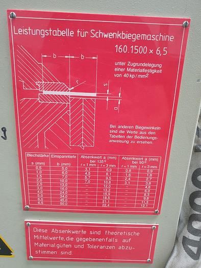 Gebraucht Motorische Schwenkbiegemaschine Lotze 160.1500 - 6,5