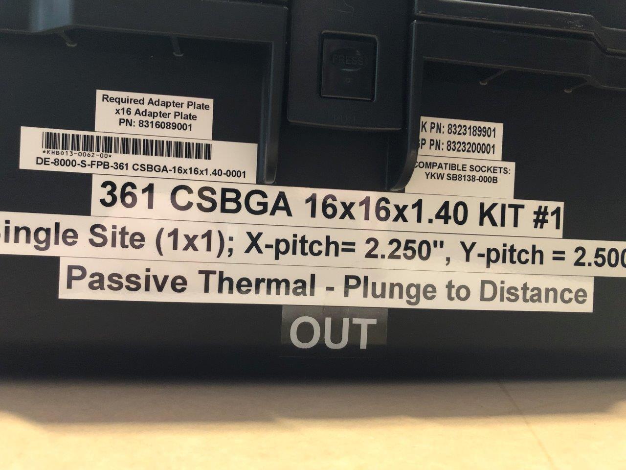 Used Delta Edge DE8000 S-FPB 361 CSBGA 16x16x1.40 Test Handler Kit