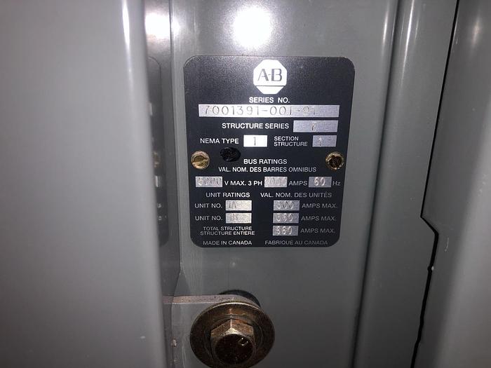 Used ALLEN BRADLEY MCC 4160V SWITCHGEAR SECTIONS