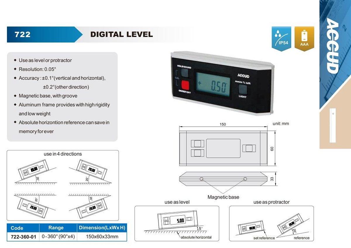 Digitale waterpas | Hoekmeter | ACCUD