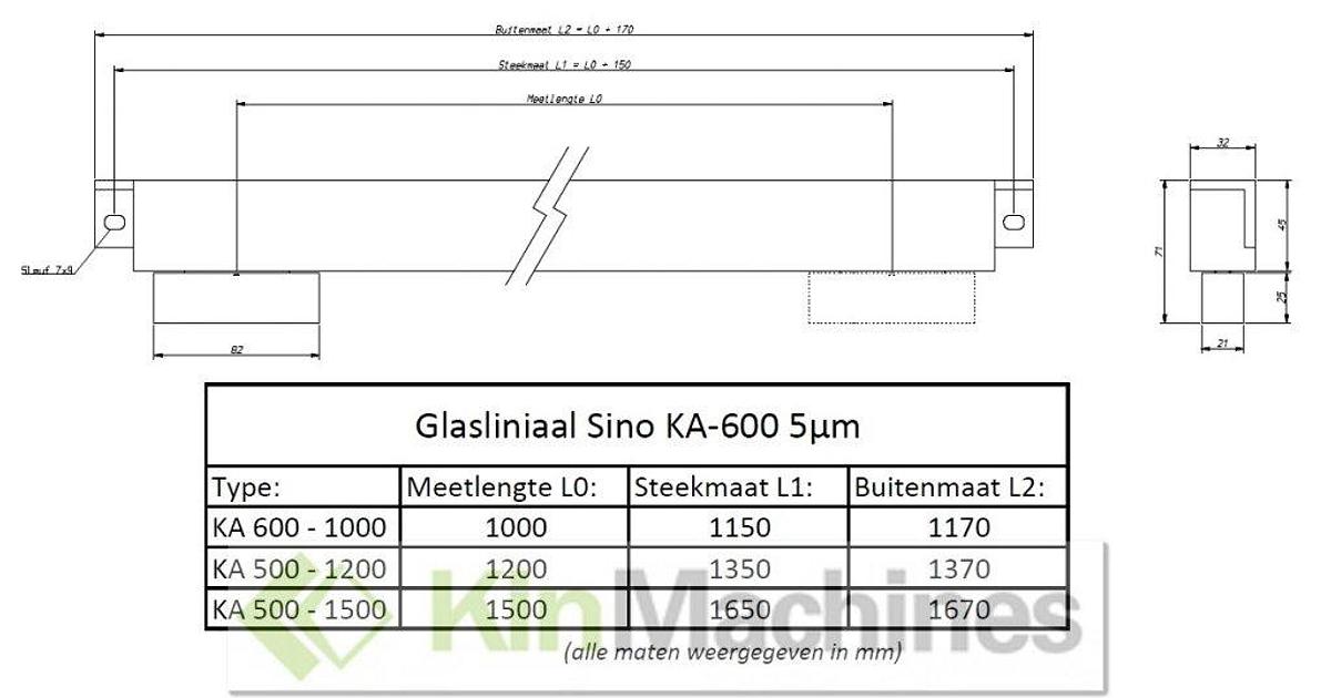 Glass ruler Sino KA-600 | Reading length 1000 mm