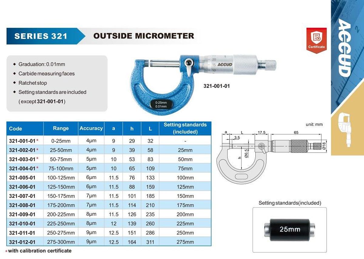 Buitenschroefmaat analoog | 0 - 25 mm | ACCUD