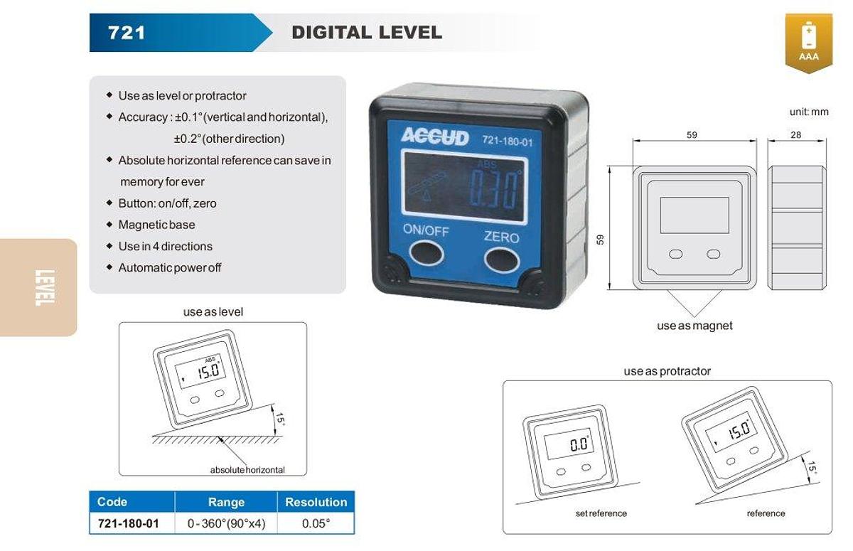Mini Waterpas | Hoekmeter | Digitaal | ACCUD