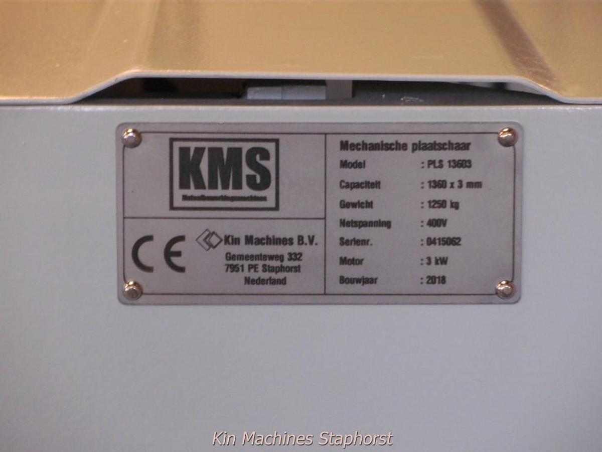 Plaatschaar / Guillotineschaar | KMS PLS 13603 | Capaciteit 1360×3 mm | Handbediende achteraanslag