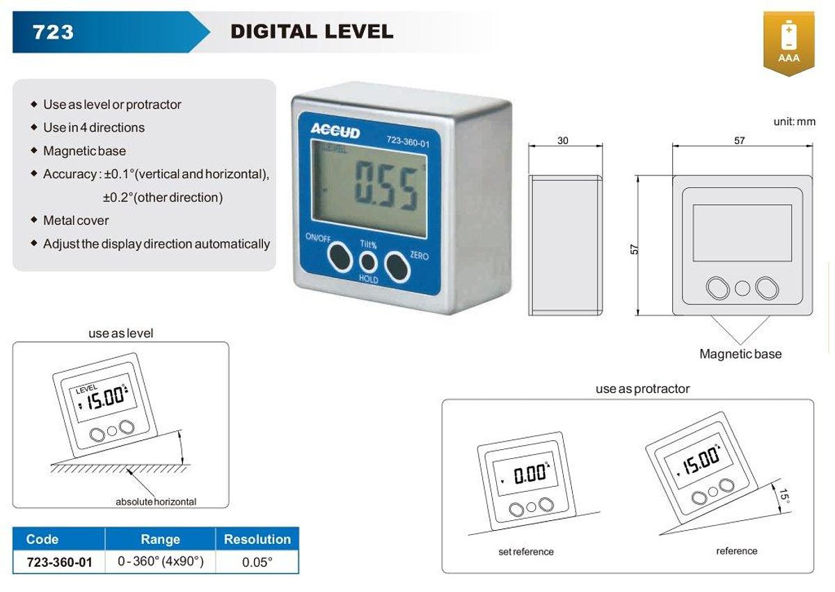 Mini Waterpas | Hoekmeter | Digitaal | ACCUD