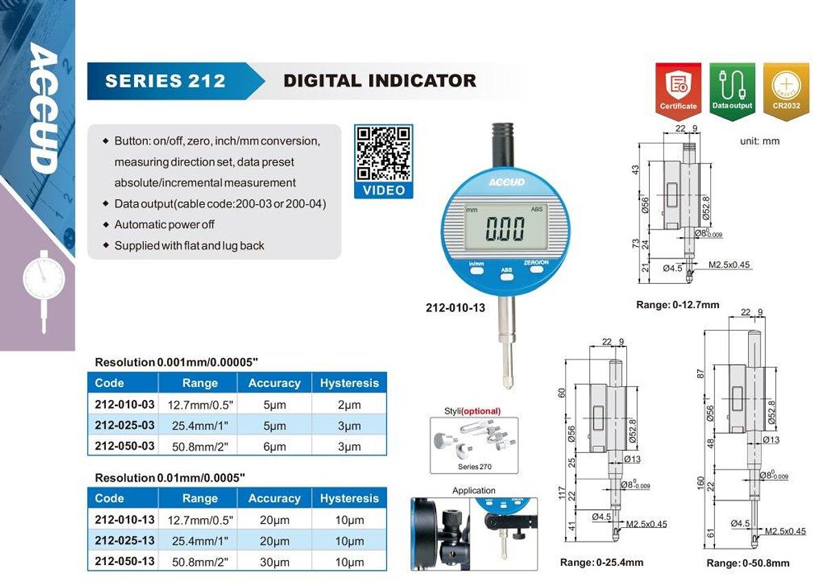 Meetklok digitaal 25,4 mm | ACCUD