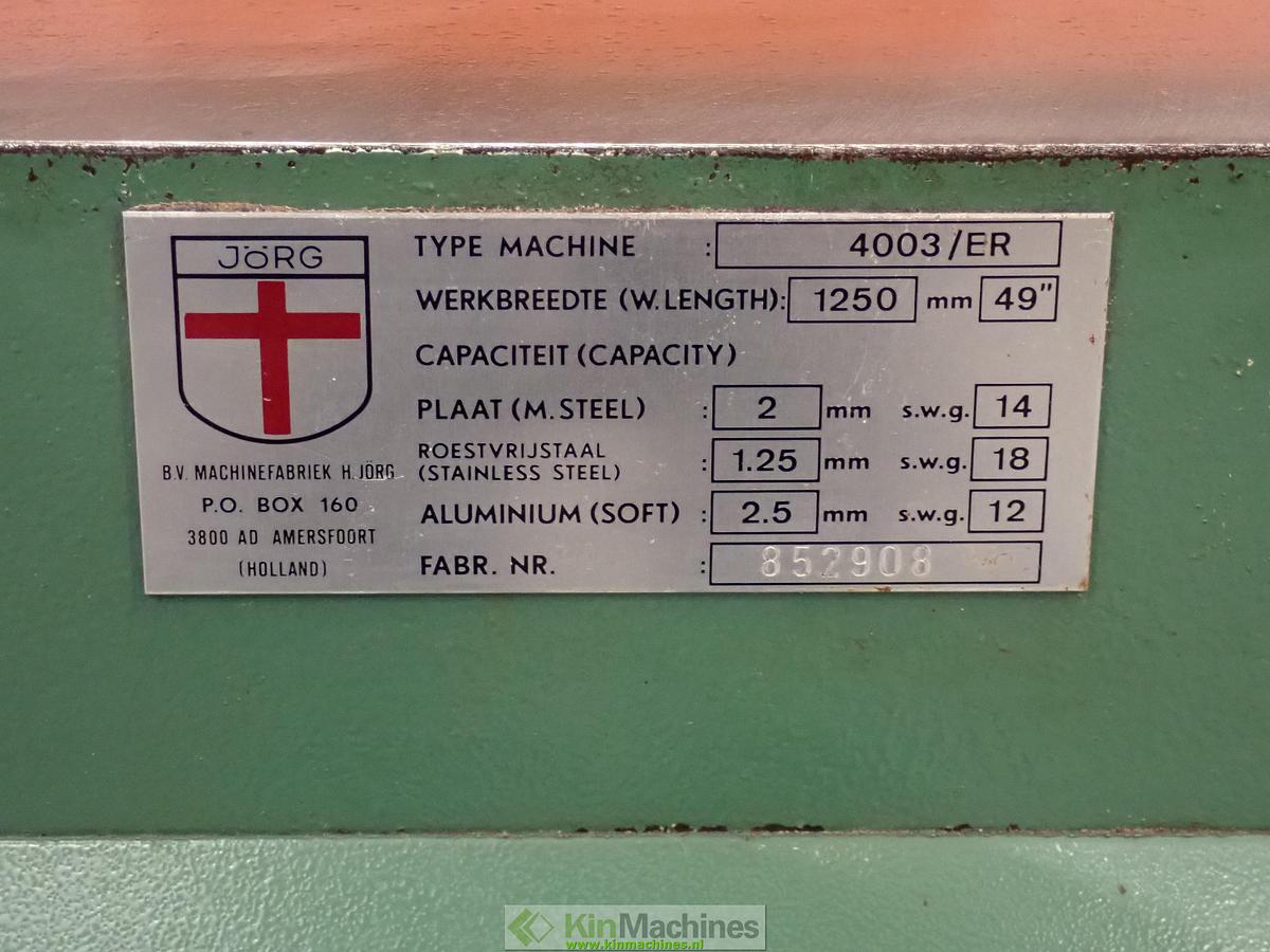 Gebruikt Plaatschaar Jörg 4003 ER |  1250x2 mm.
