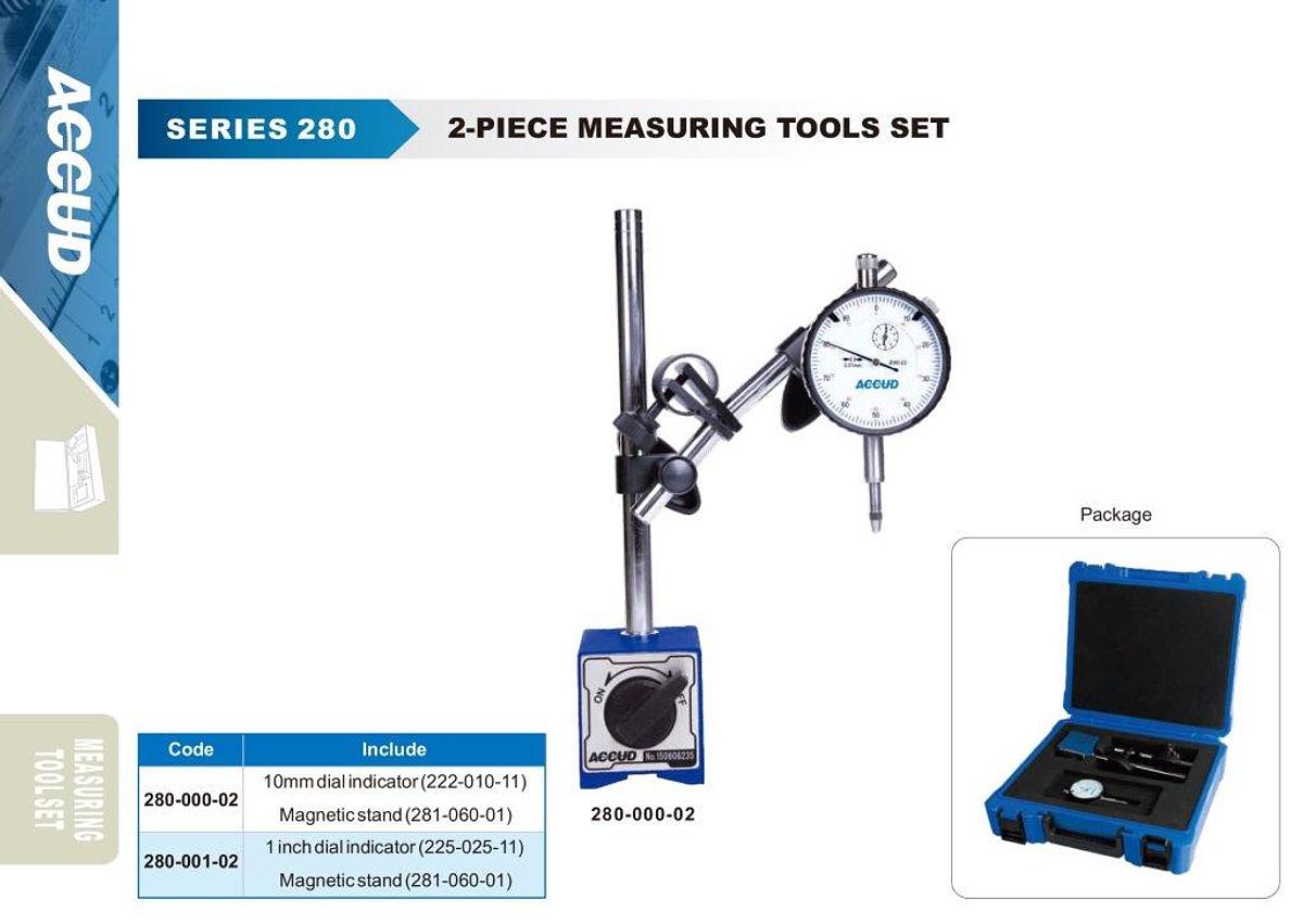 Meetset: Magneetstatief + analoge klok 0-10 mm | ACCUD