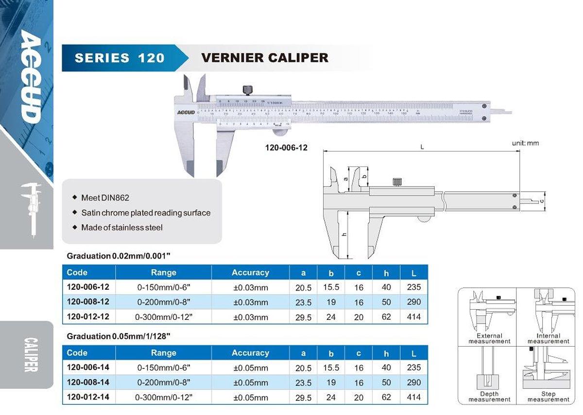 Analoge schuifmaat | 0 – 150 mm | ACCUD