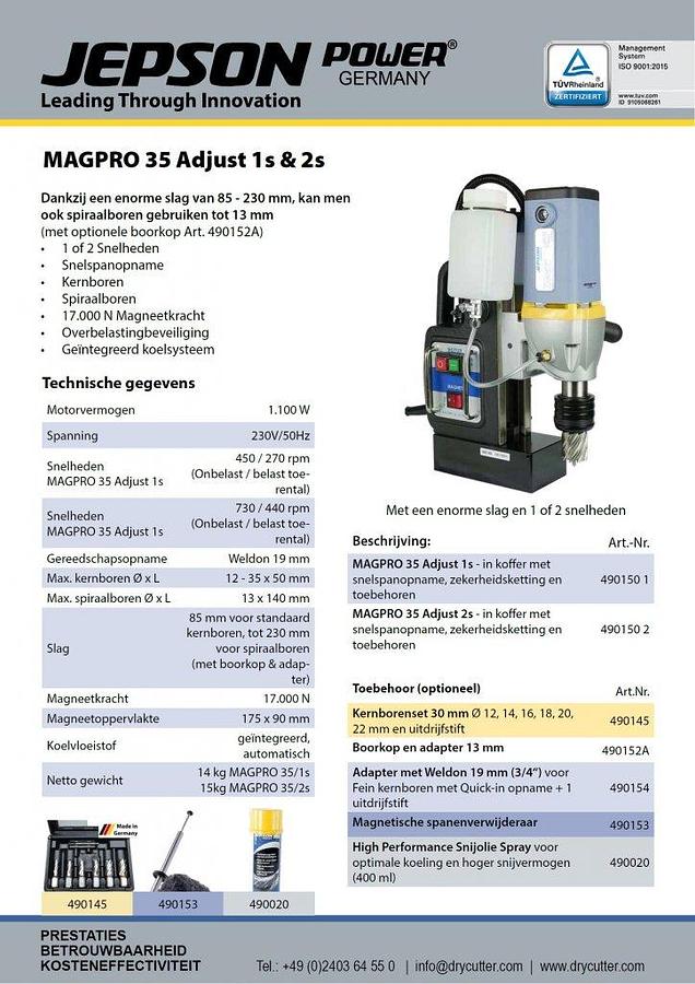 Magneetboormachine Jepson MAGPRO 35 Adjust 1S / 2S