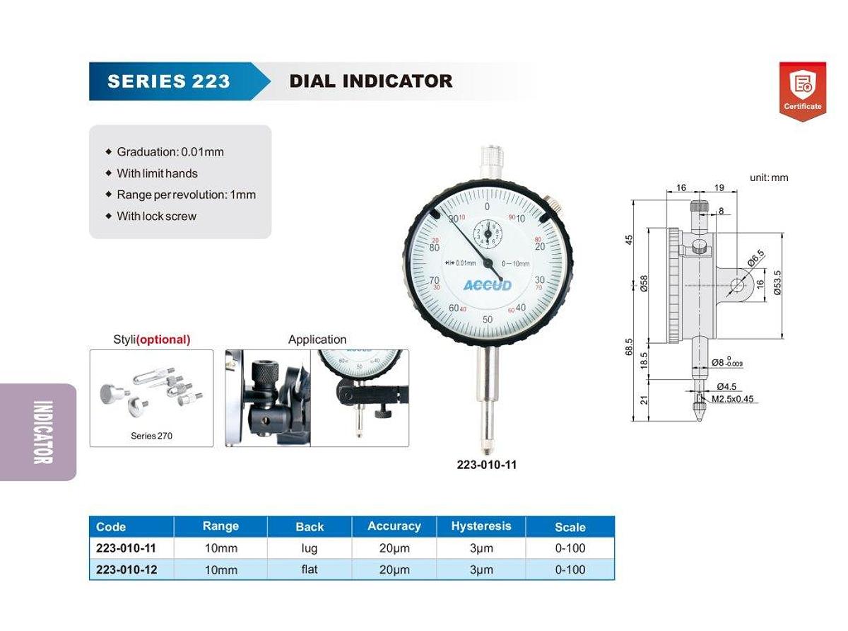 Meetklok analoog 0-10 mm | ACCUD