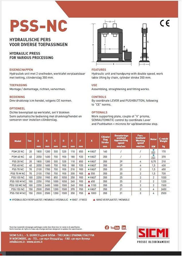 Hydraulische pers | Werkplaatspers | Sicmi PSS NC 70