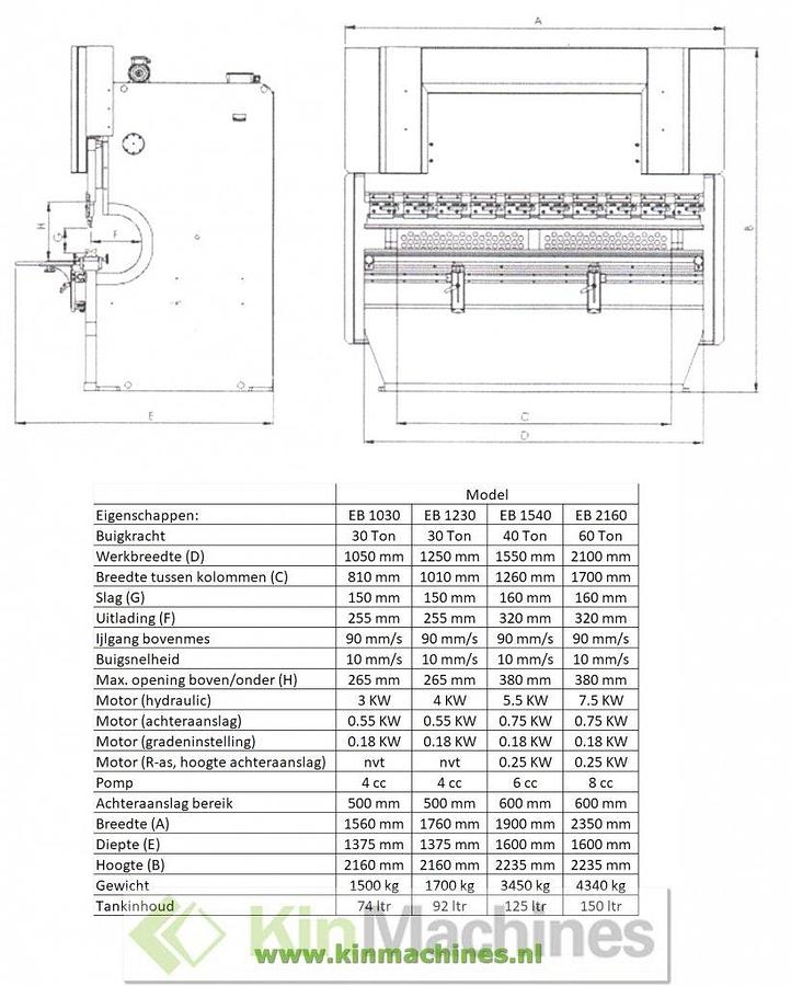 Kantbank Hydraulisch KMS EB1230 – 1250 x 4 mm