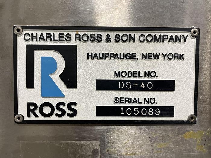 Used 40 GALLON ROSS TRIPLE MOTION VACUUM MIXER WITH DISCHARGE RAM - S/S - VACUUM - JACKETED