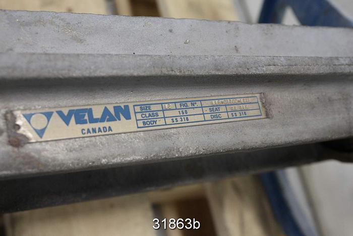 Used Velan 12" V-Port Hand Operated Knife Gate Valve #31863