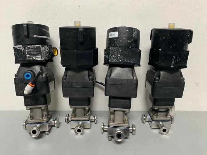 Used ITT Sherotec 3-way Stainless Steel Valve w/ 1" Sanitary Fit & Position Monitor