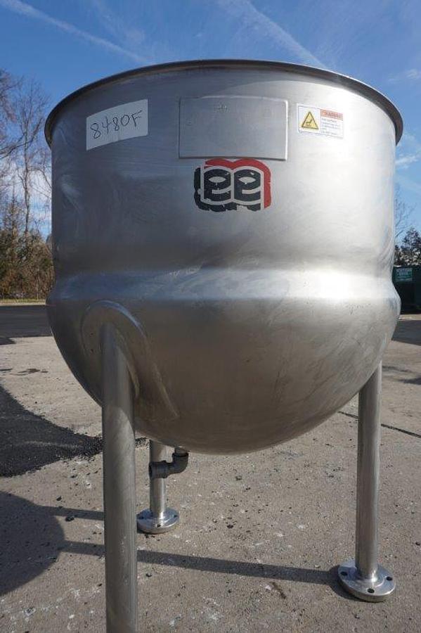 Used 80 Gallon Lee 316 Stainless Steel Hemispherical Kettle, 45 psi Jacket