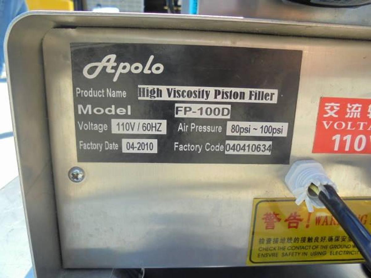 Used Apollo Single Piston Filler, Footpeddle Actuated
