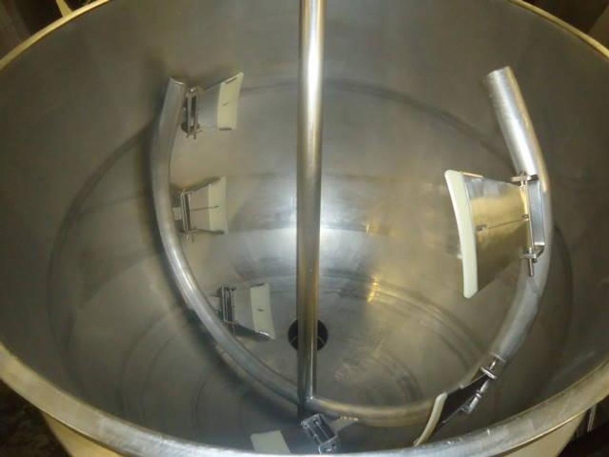Used 350 Gallon Hamilton 316 Stainless Hemispherical Inclined Agitated Kettle, 110 Psi Jacket