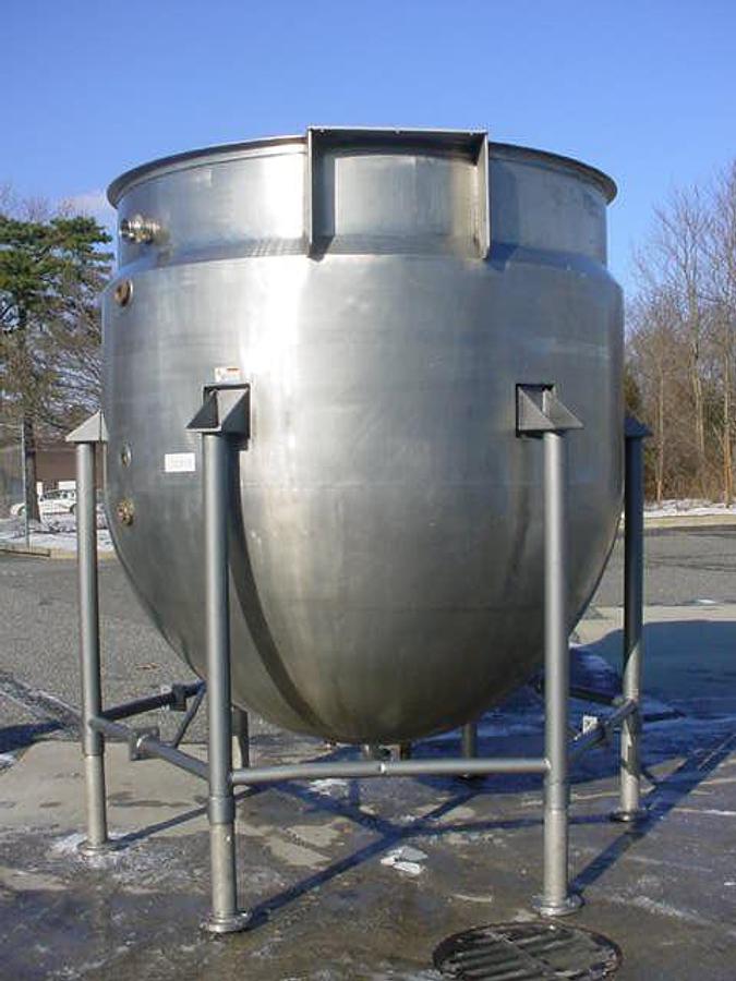 Used 2,000 Gallon Lee Ss Jacketed Hemispherical Kettle, 316 Ss