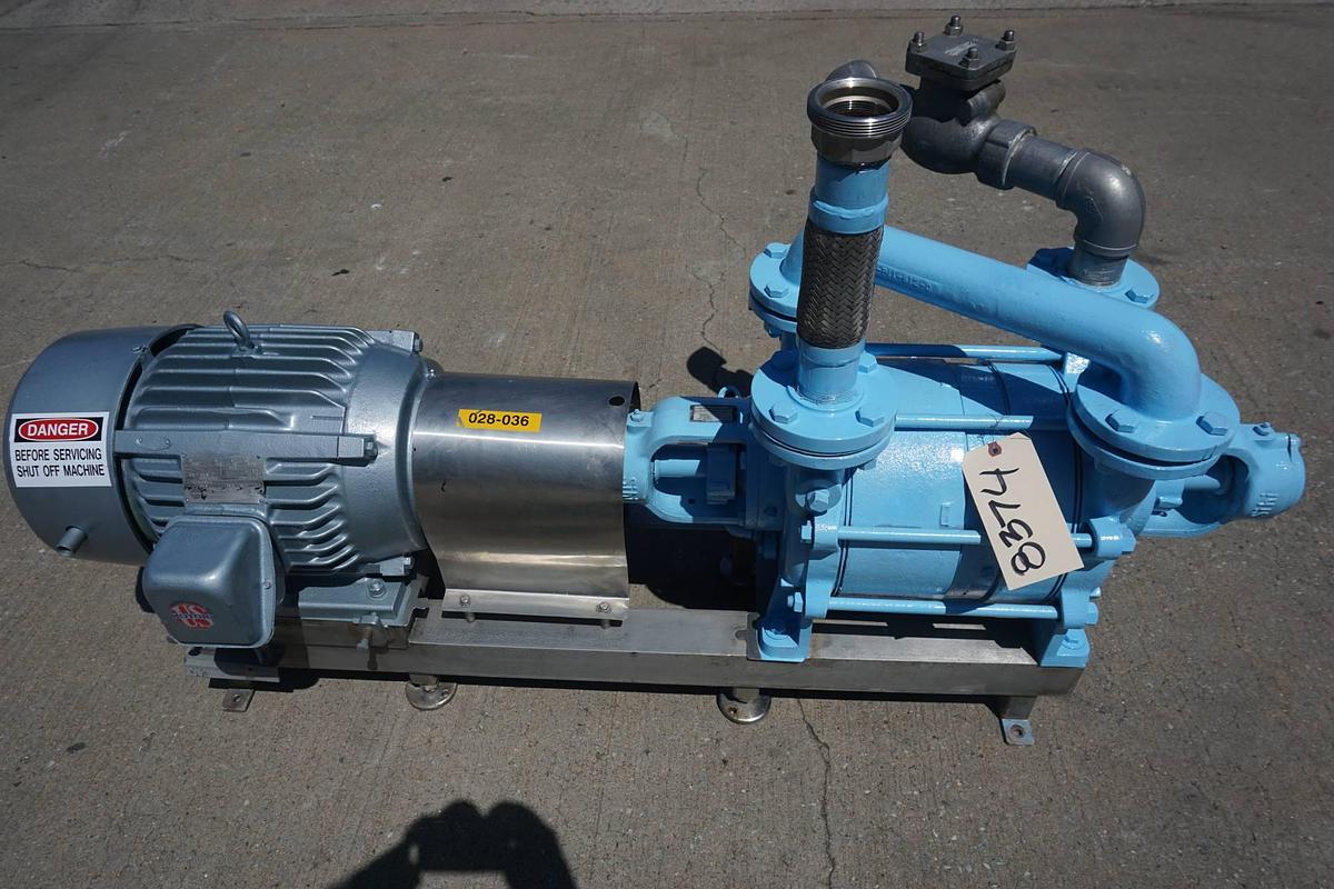 Used Sihi 3HP Liquid Ring Vacuum Pump, 20 HP Motor