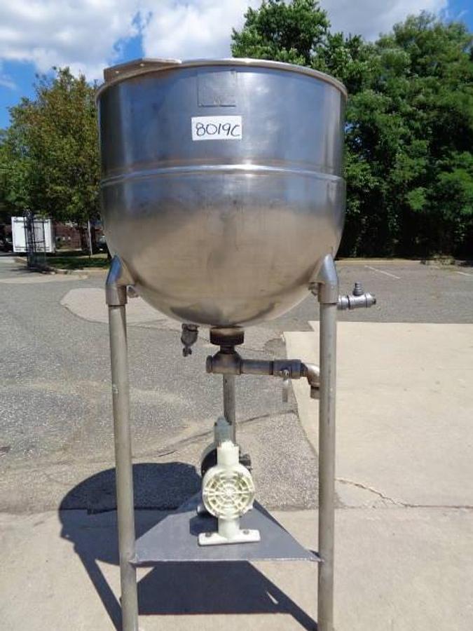 Used 100 Gallon Groen Stainless Steel Hemispherical Kettle, 80 PSI Jacket