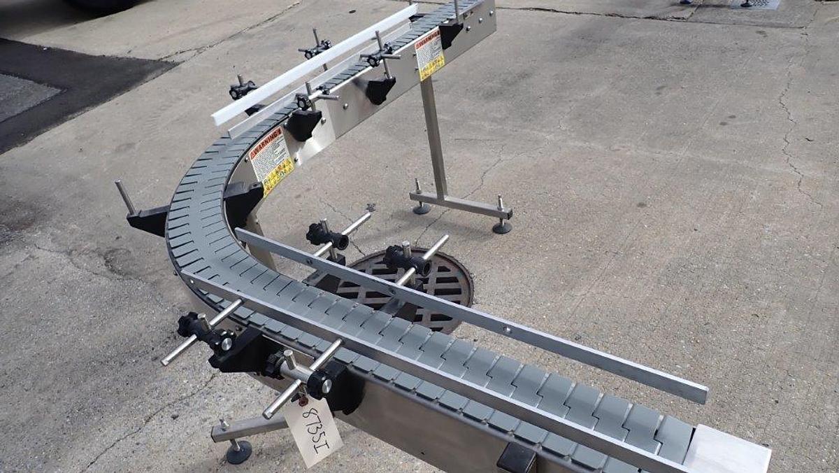Used Kaps-All 90 Degree Stainless Steel Bottle Conveyor