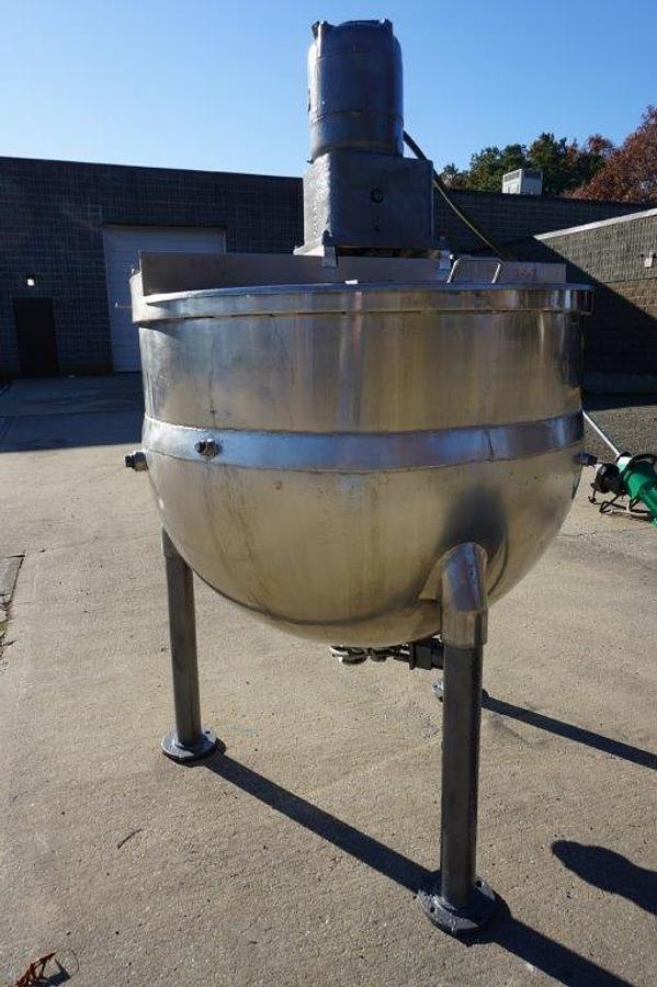 Used 200 Gallon Groen Scraper Agitated Hemispherical Kettle, 100 PSI Jacket
