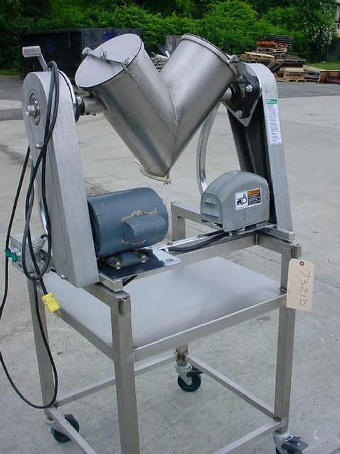 Used 8 Qt. Patterson Kelley Stainless Steel Twin Shell “V” Lab Mixer, Liquid Addition