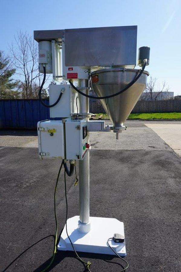 Used All Fill Single Auger Powder Filler, Foot Switch Actuated with approx. 20 in. diameter  stainless steel hopper with lid