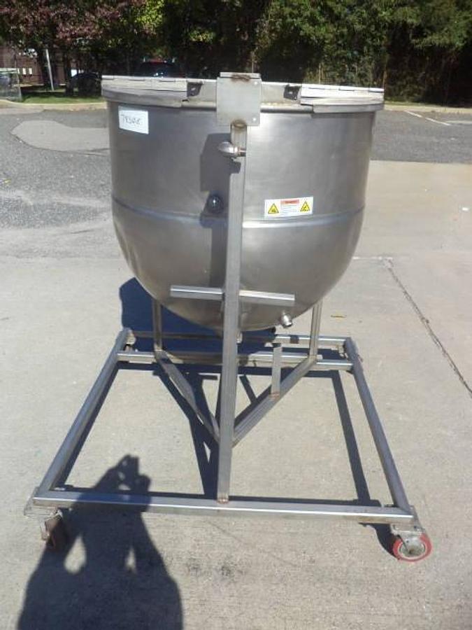 Used 100 Gallon Groen Stainless Steel Hemispherical Kettle, 100 PSI Jacket