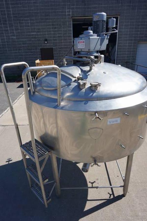 Used 500 Gallon St. Regis/CP Stainless Jacketed Scraped Surface Kettle, Cone Bottom