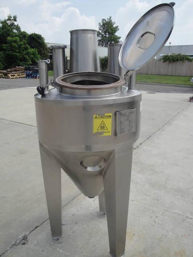 Used 50 Gallon Regev 304l Ss Cone Bottom “Flash” Tank
