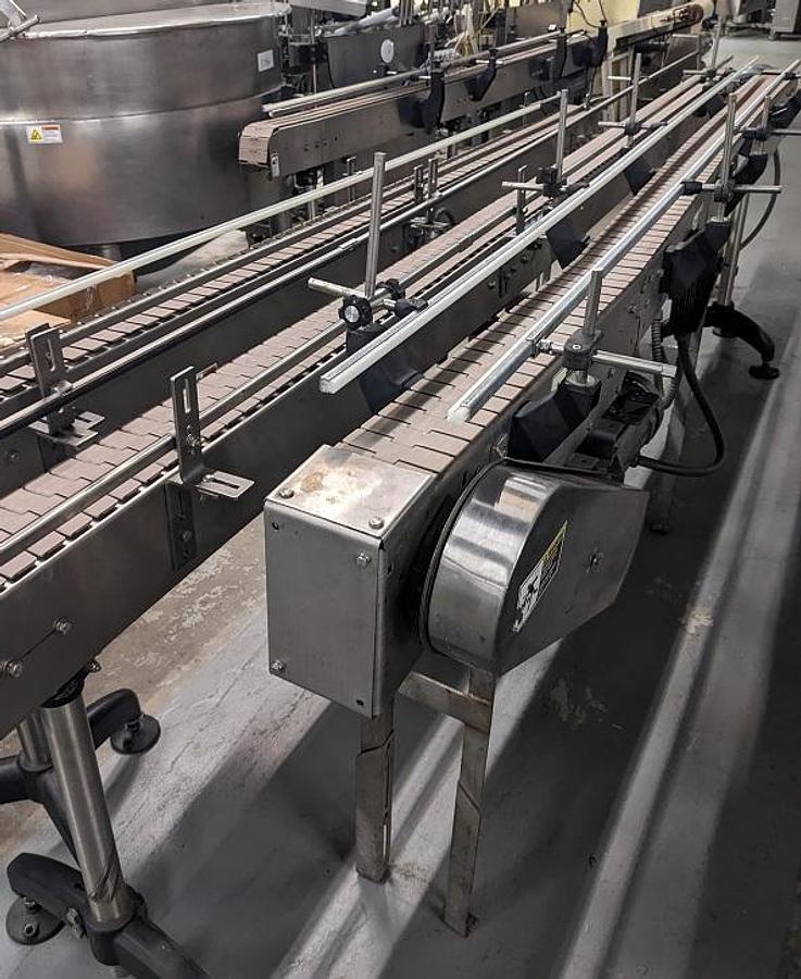 Used 4.5 In. X 12.5 Ft. Motorized Bottle Conveyors, (6)