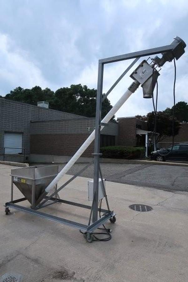 Used AIM 3-3/4 In. Diameter Inclined Flexible Screw Conveying System, Portable
