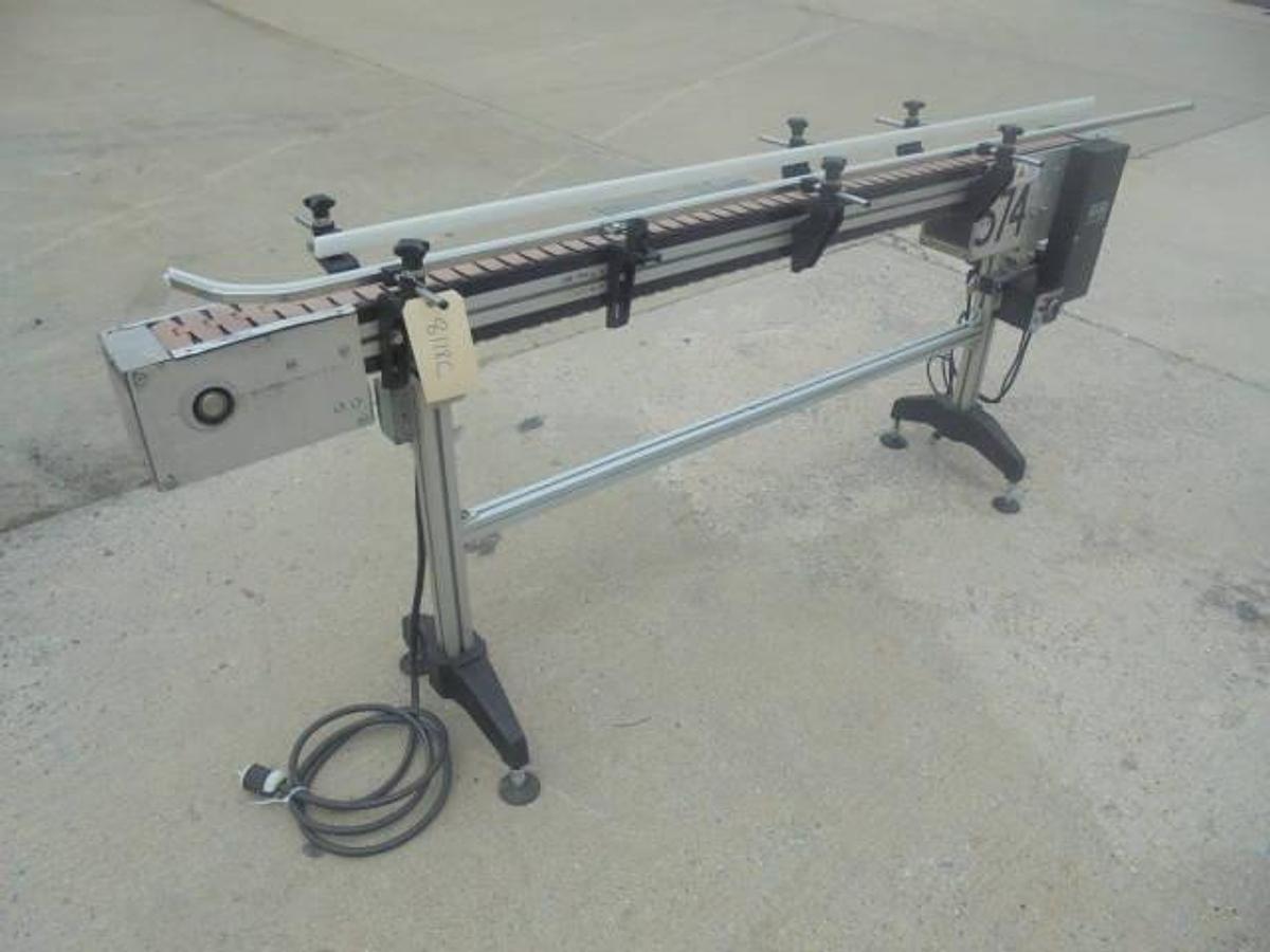Used MK Automation 4-1/2 In. X 90 In. Long Bottle Conveyor, Variable Speed