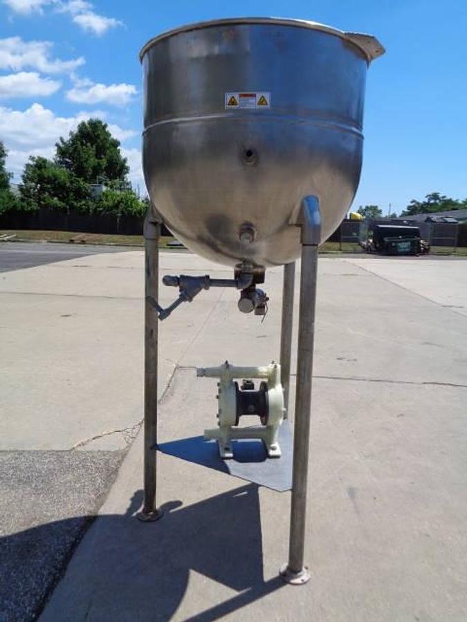 Used 100 Gallon Groen Stainless Steel Hemispherical Kettle, 80 PSI Jacket