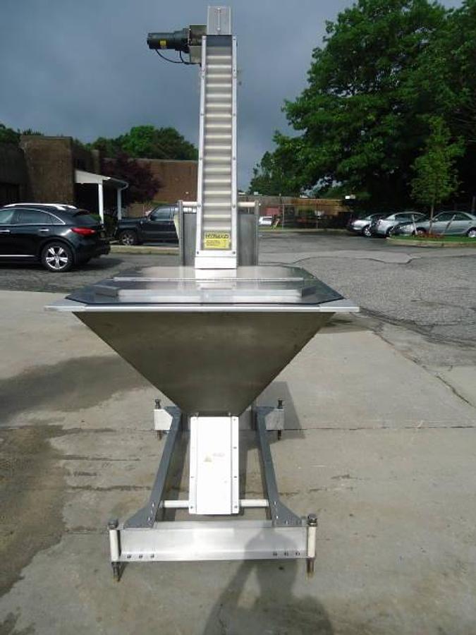 Used Pack West Cap Feeder/Elevator, 96 In. Discharge Height, Stainless Steel