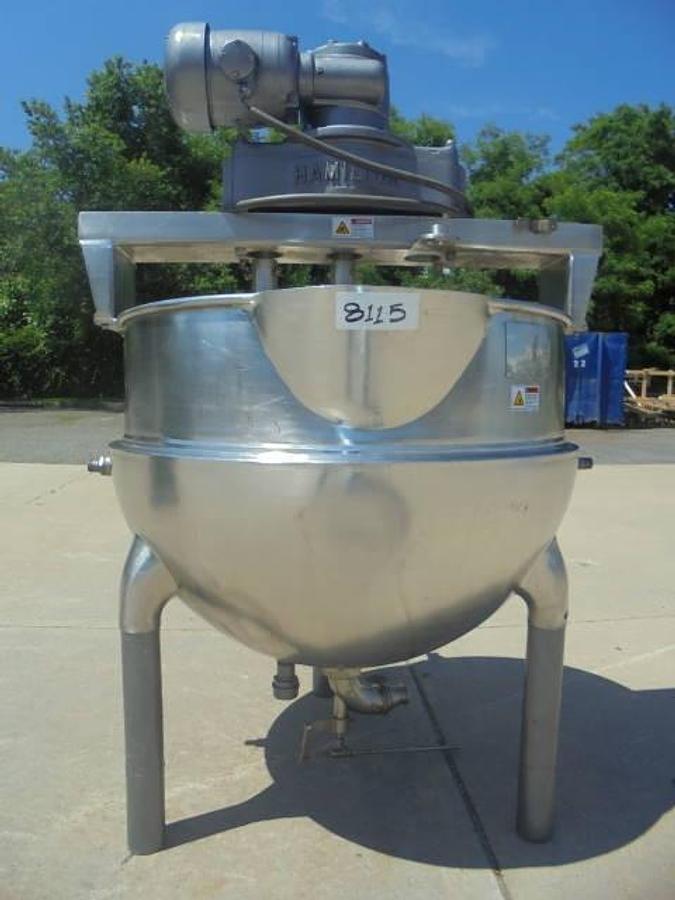 Used 150 Gallon Hamilton Stainless Twin Action Scraper Kettle, 125 PSI Jacket