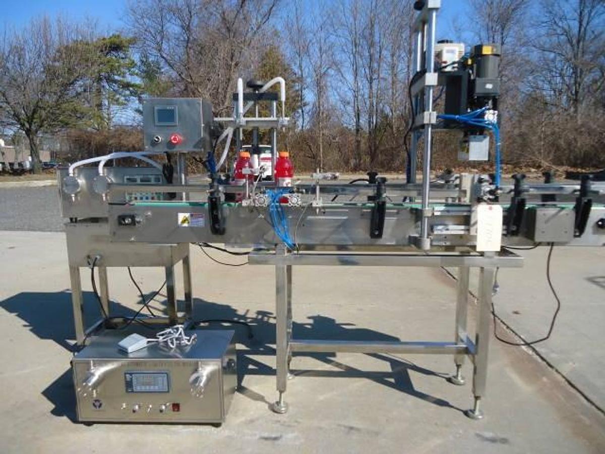 Used Ocean Packing Two Head Pump Style Stainless Steel Filling And Capping Machine