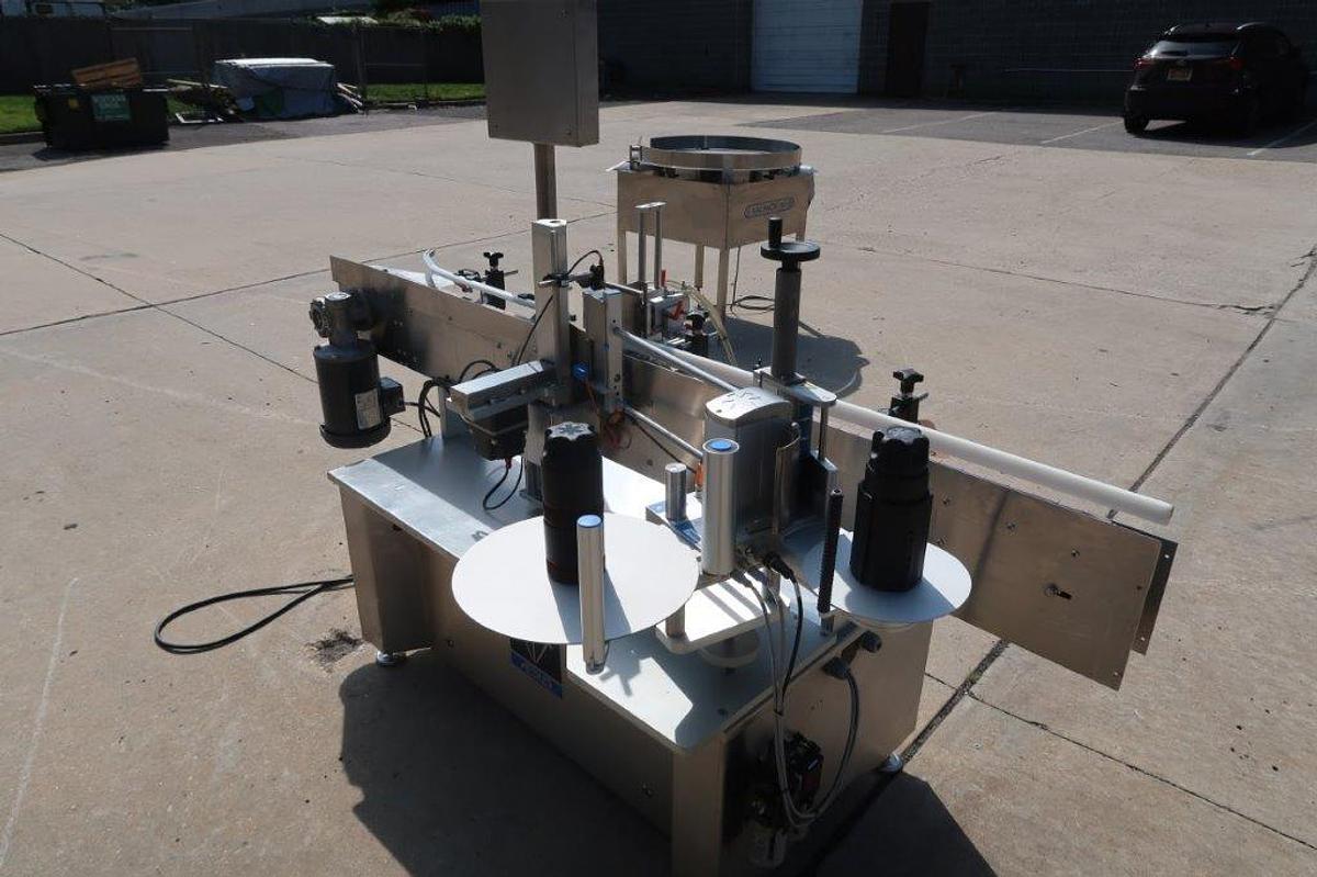 Used Aesus Eco Wrap Prism Automatic Inline Pressure Sensitive Labeler
