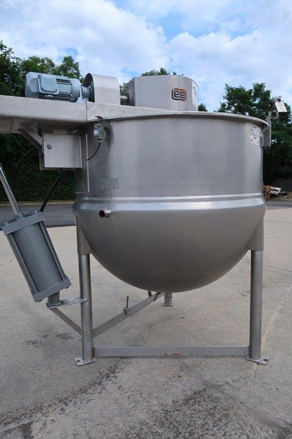Used 500 Gallon Lee 316 Stainless Jacketed Double Motion Kettle, Tilt Out Agitation