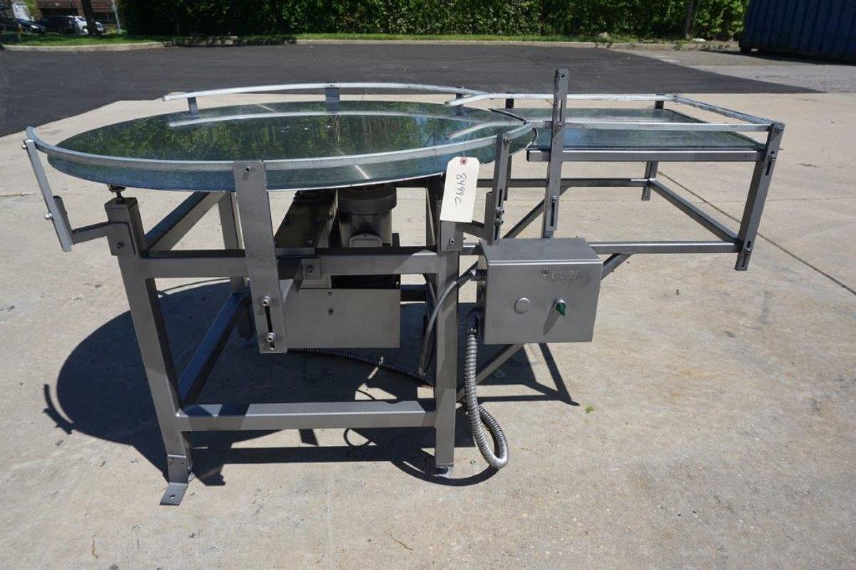 Used 48 In. Diameter Rotary Unscrambling/Accumulating Table wl Unscrambling Shelf