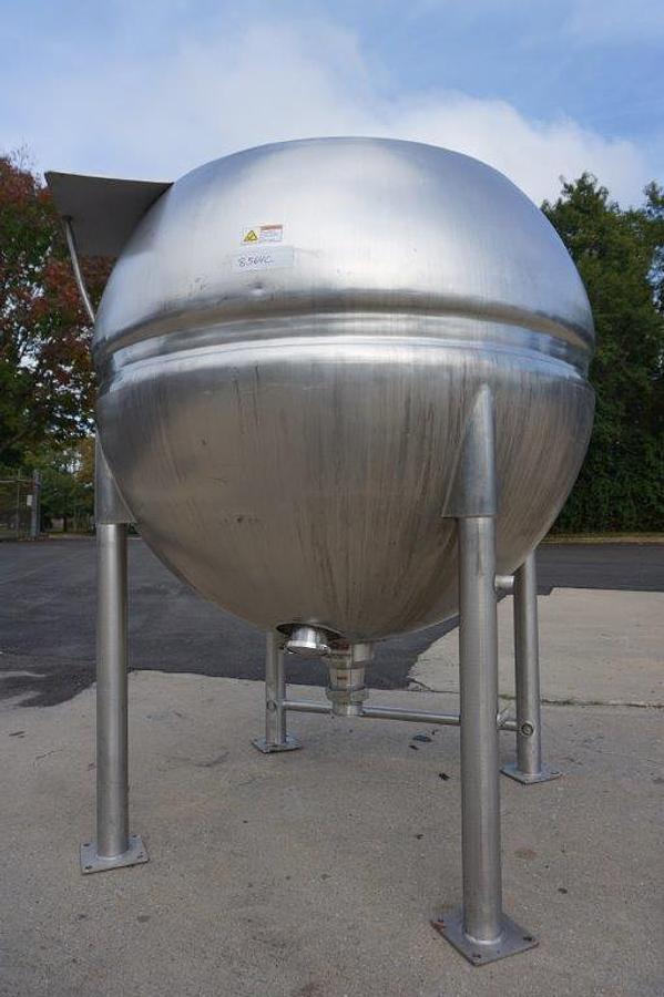 Used 500 Gallon Spherical Jacketed Kettle, 316 SS