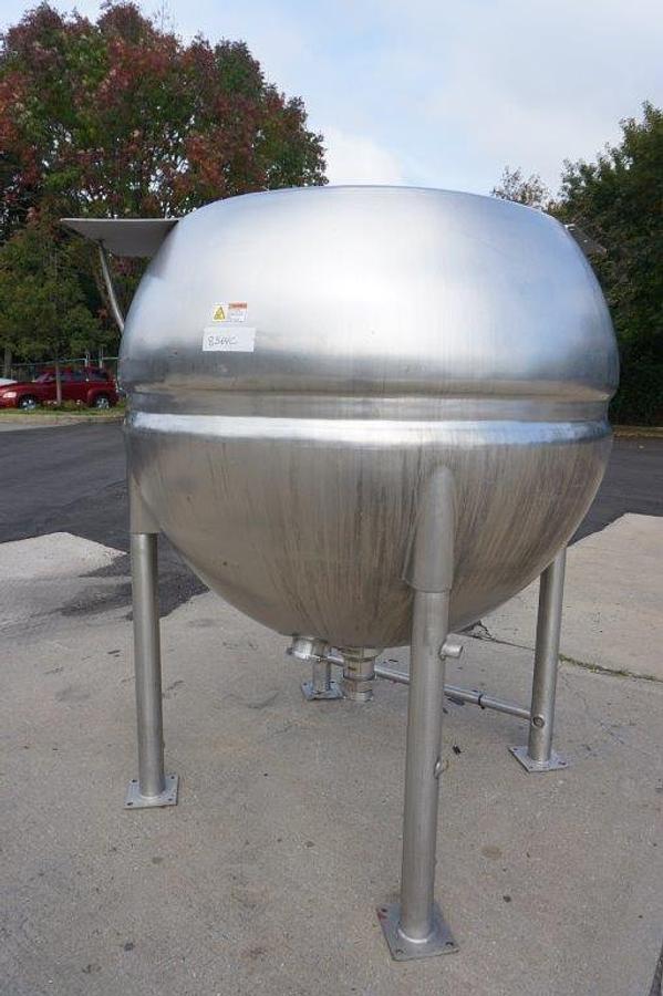 Used 500 Gallon Spherical Jacketed Kettle, 316 SS