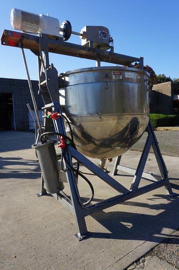 Used 500 Gallon Lee Stainless Double Motion Scraper Kettle, Tilt Out agitation